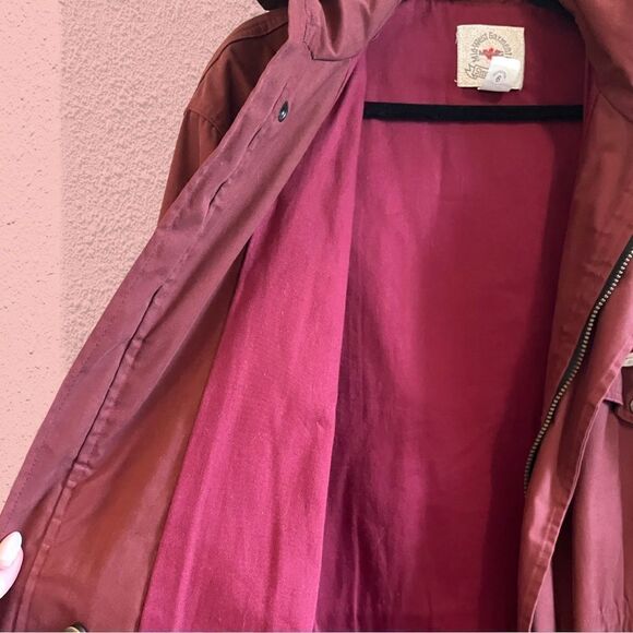 Vintage burgundy utility coat anorak embroidered wolves - Picture 4 of 14